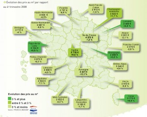 Carte des prix immobiliers en France