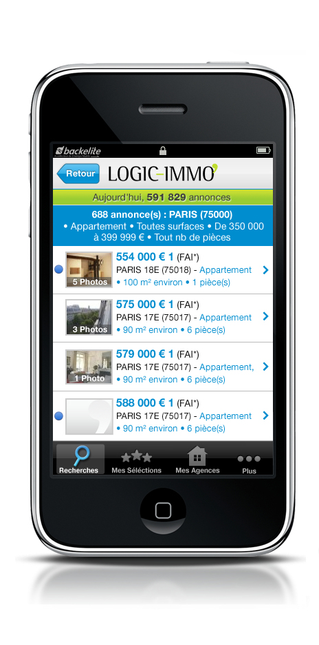 Logic-immo : annonces immobilières sur iphone