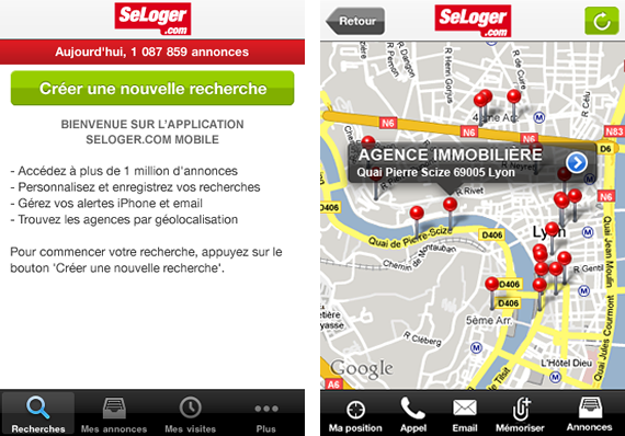 L'application iPhone de SeLoger.com