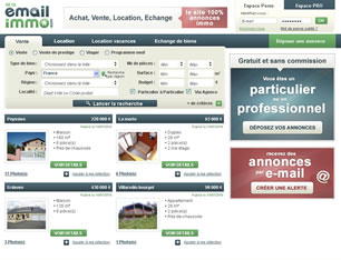Emailimmo : capture du site internet